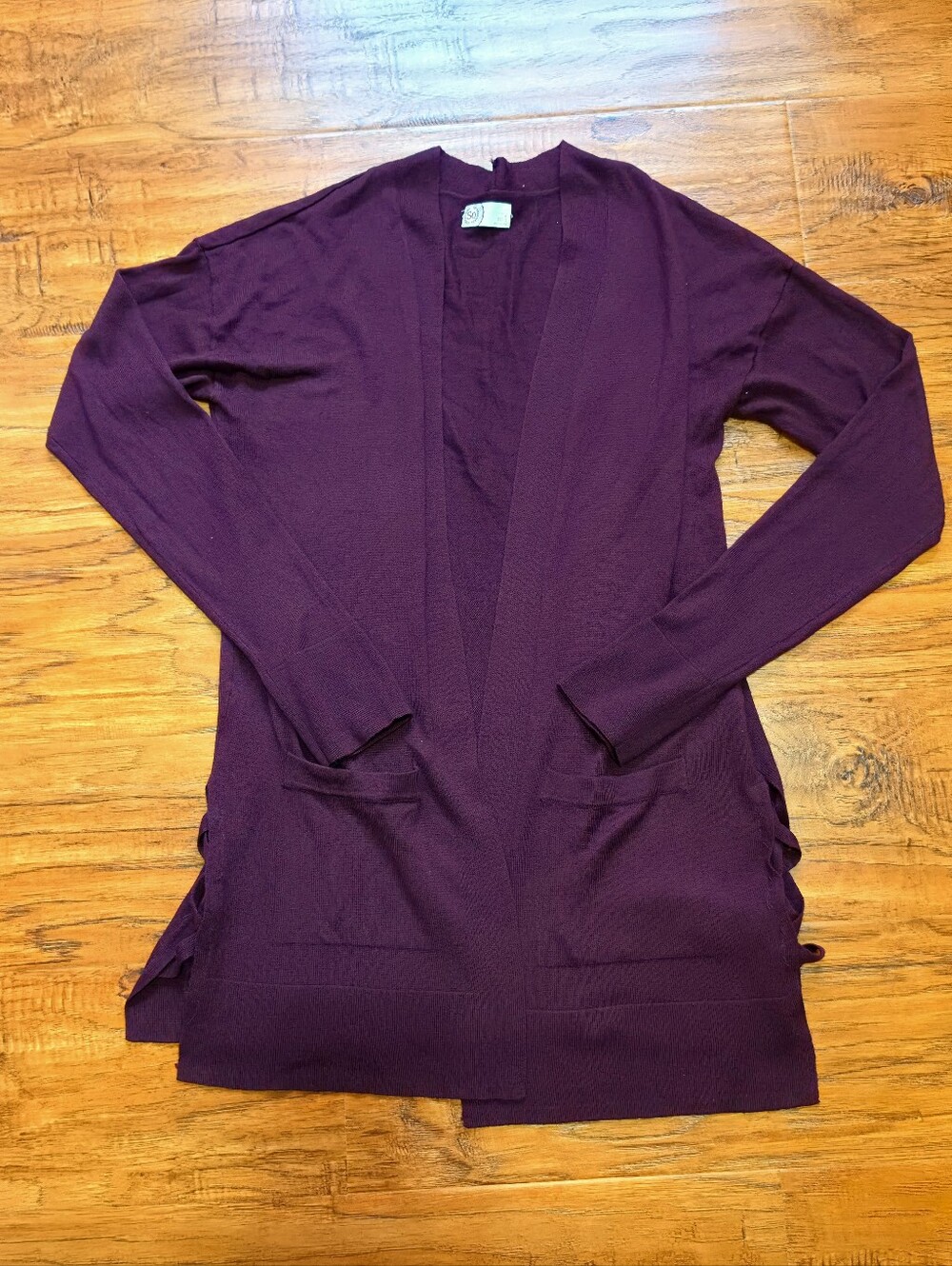 SO Open-Front Cardigan Sweater - Burgundy Small w/ Pockets and